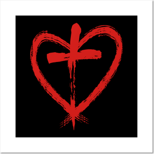 Heart Warrior Christian Cross Design Posters and Art